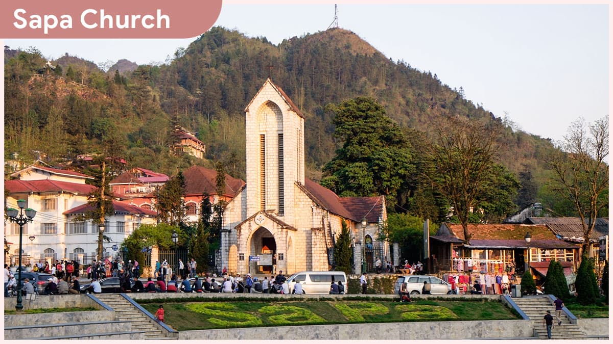 Hanoi to Sapa Sapa Church at the center of Sapa tTown