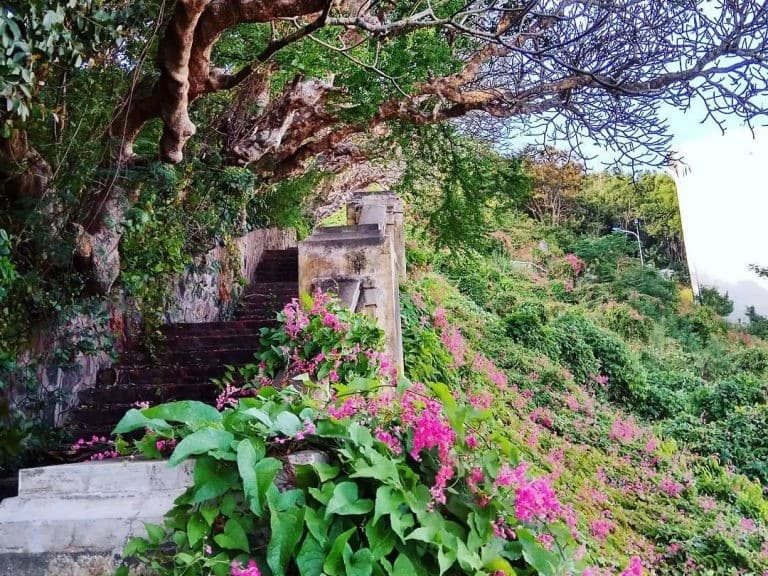 The scenic stairway to White Palace Vung Tau