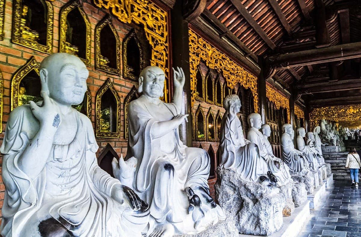 Ninh Binh Temple Arhat corridor in Bai Dinh