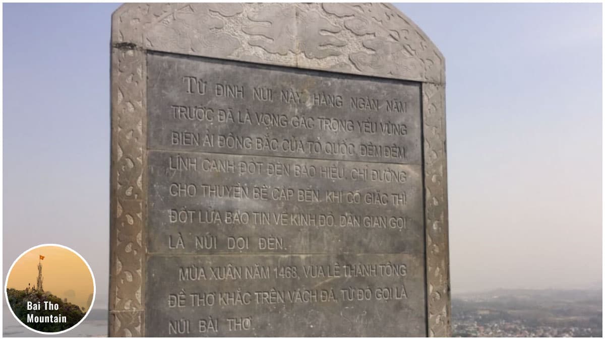 The poem of King Le Thanh Tong on Bai Tho Moutain