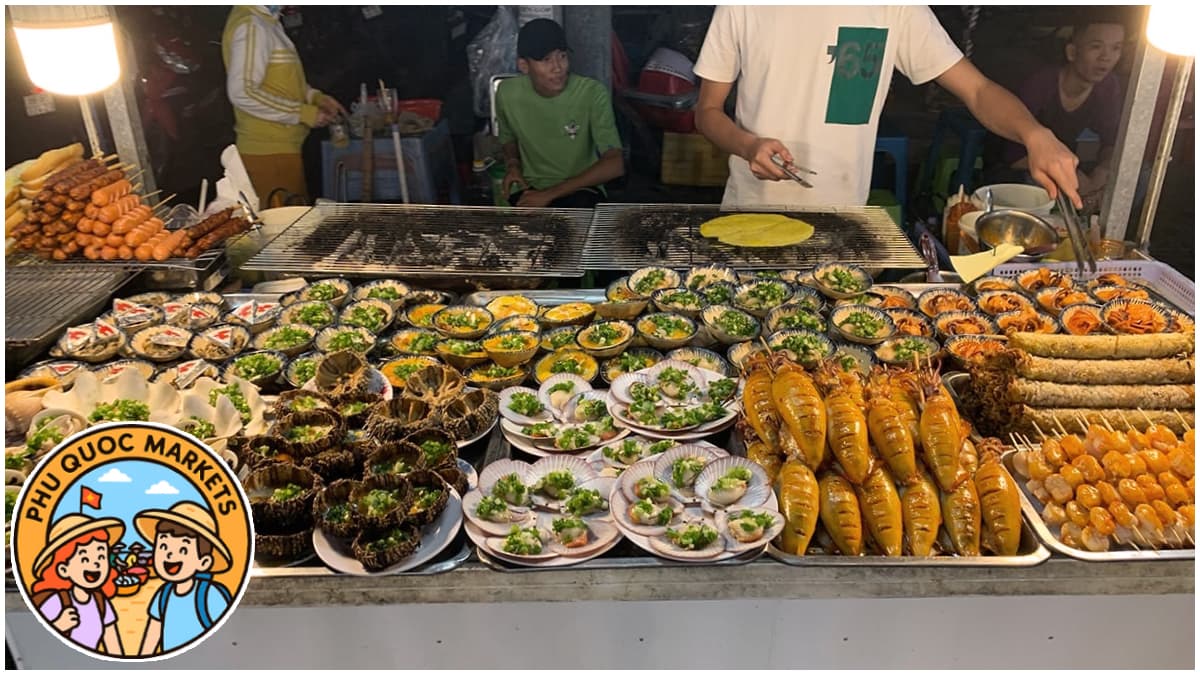Street Food at Phu Quoc Markets - Grilled Seafood