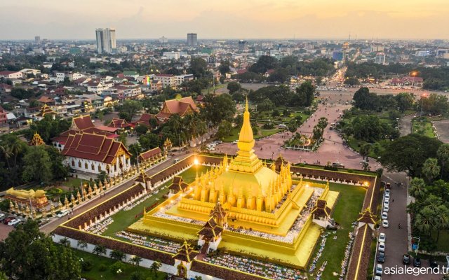 Laos Classic Tour 5 Days 4 Nights Vientiane Pha That Luang Vientiane as seen from above