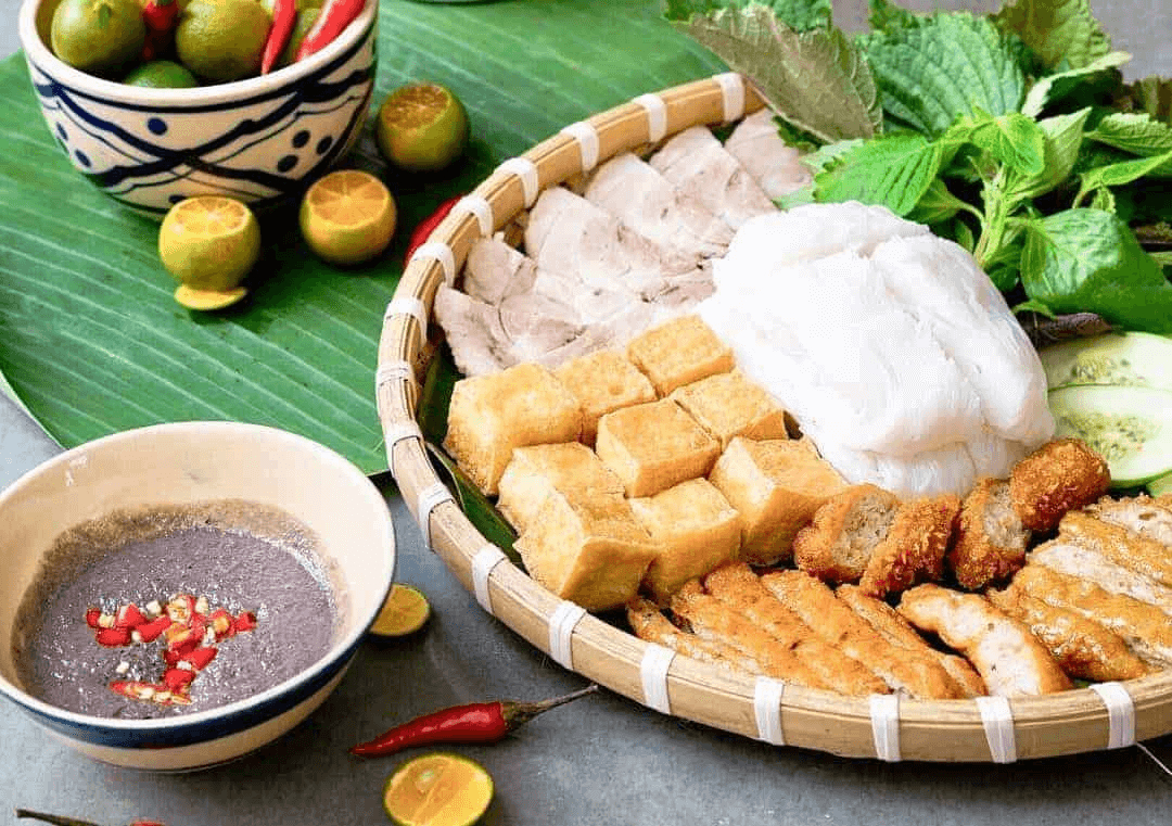 Best Street Food Hanoi: Bun Dau Mam Tom - Rice Noodles with Fried Tofu and Shrimp Paste