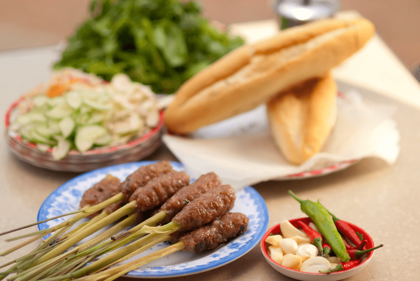 Best Local Dishes in Hue: Nem Lui (Lemongrass skewers)