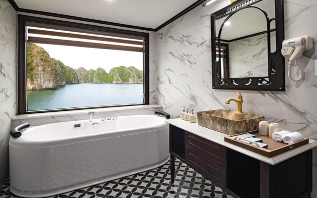 Aspira Cruise Suite Elegant Bathroom with Long Bathtub