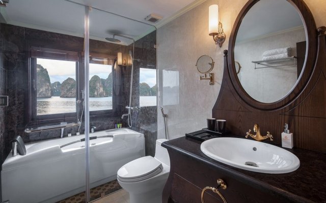 Athena Luxury Cruise Suite Modern Bathroom with Long Bathtub