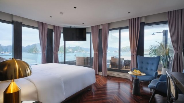 Elite of The Seas Cruise A Panoramic View of Ha Long Bay in Front of Your Bed