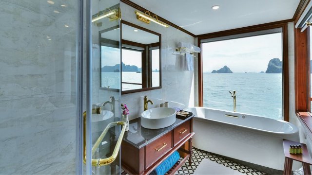 Heritage Cruise Suite Elegant Bathroom with Ocean View