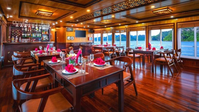 Lavender Elegance Cruise Cozy Restaurant with Elegant Set Up
