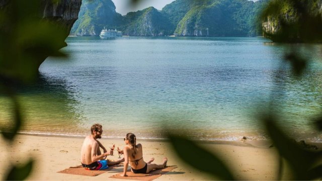 Legend Halong Cruise Relaxing on beaches