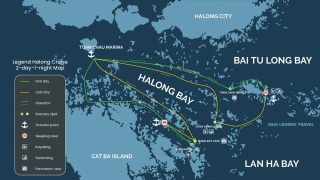 Legend Halong Cruise Itinerary 2 day 1 night