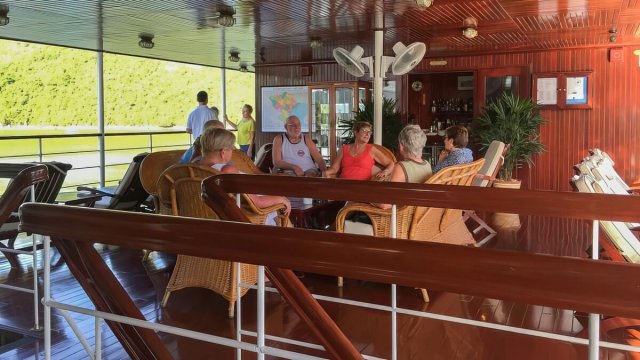 Pandaw Halong Cruise Customer Relax on The Deck Bar