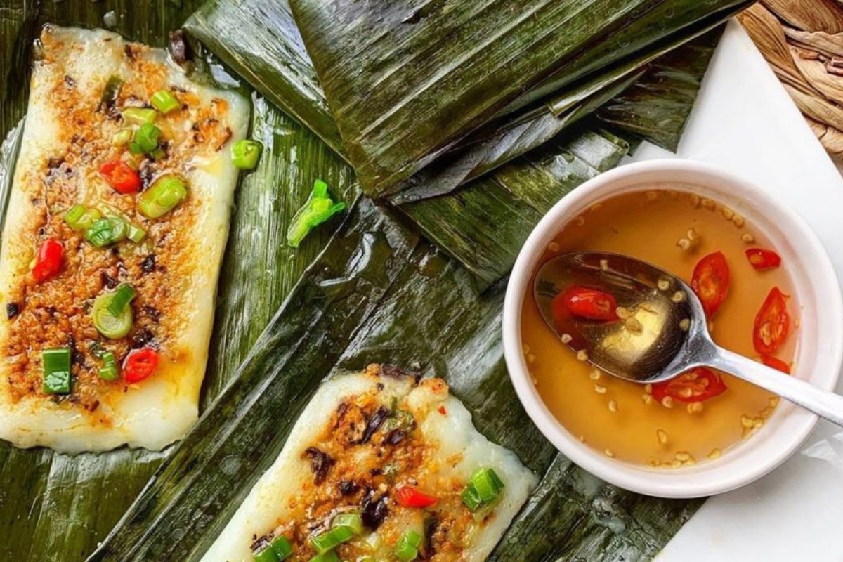 Enjoy Banh Nam by drizzling with fish sauce, and savoring the delectable flavors