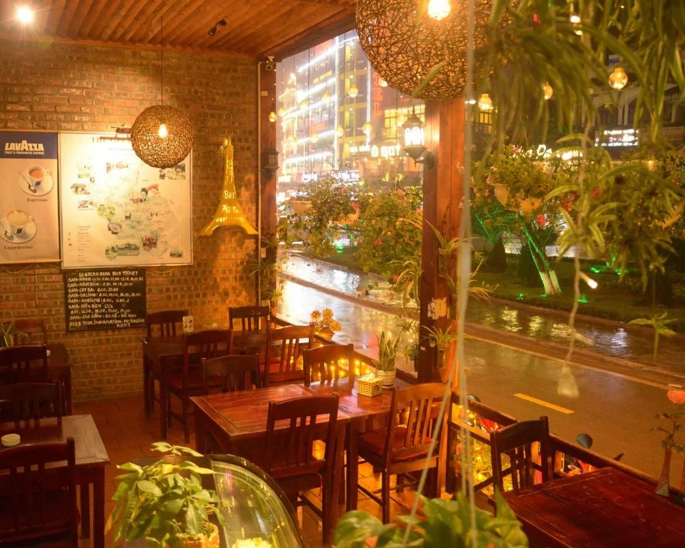 Enjoy Sapa Vietnam Winter with a warm cup of coffee in a cozy cafe