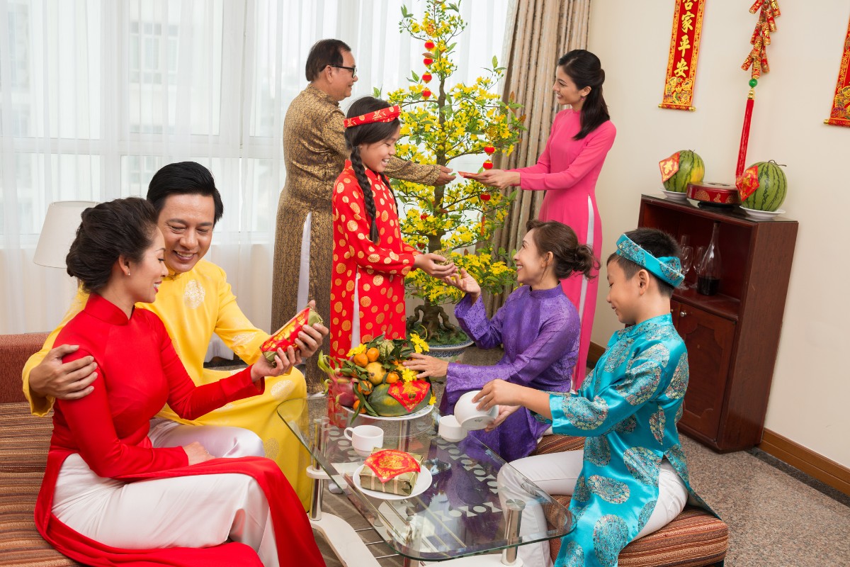 tet vietnamese new year Paying respects to parents and elders signifies gratitude and familial bonds during Tet