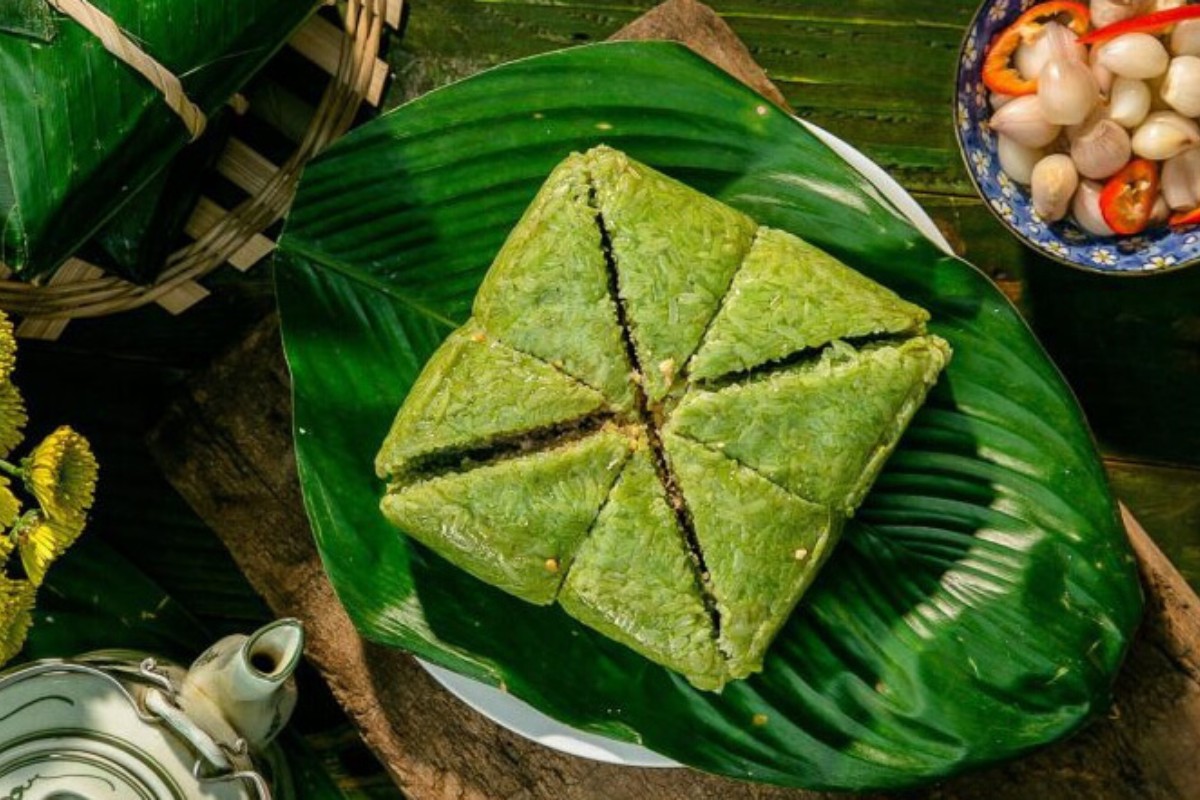 vietnamese new year food Banh chung is a square cake of glutinous rice, mung beans, and pork