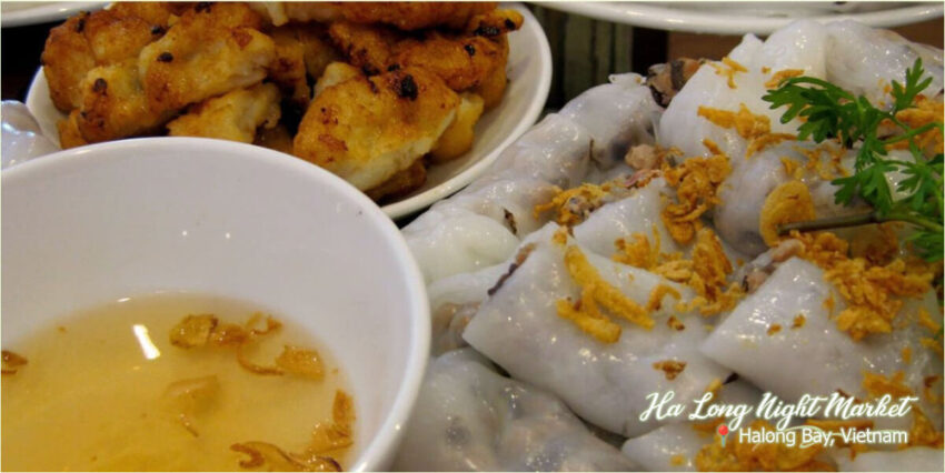 Ha Long Night Market Squid Cake with Steamed Rice Rolls