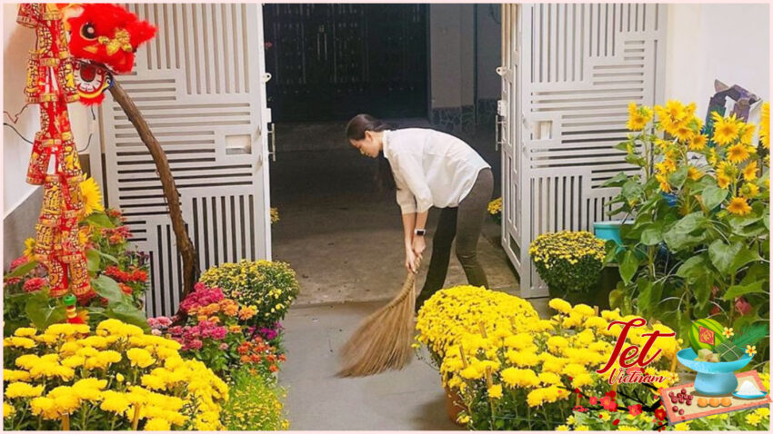 Before Tet Vietnam, Vietnamese families engage in a thorough spring cleaning of their homes