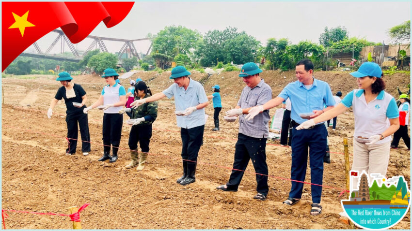 The Red River flows from China into which Country Tree-planting activities in the areas surrounding the Red River