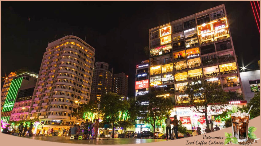 Vietnamese Iced Coffee Calories Café Apartment Building on Nguyen Hue Street, Ho Chi Minh City