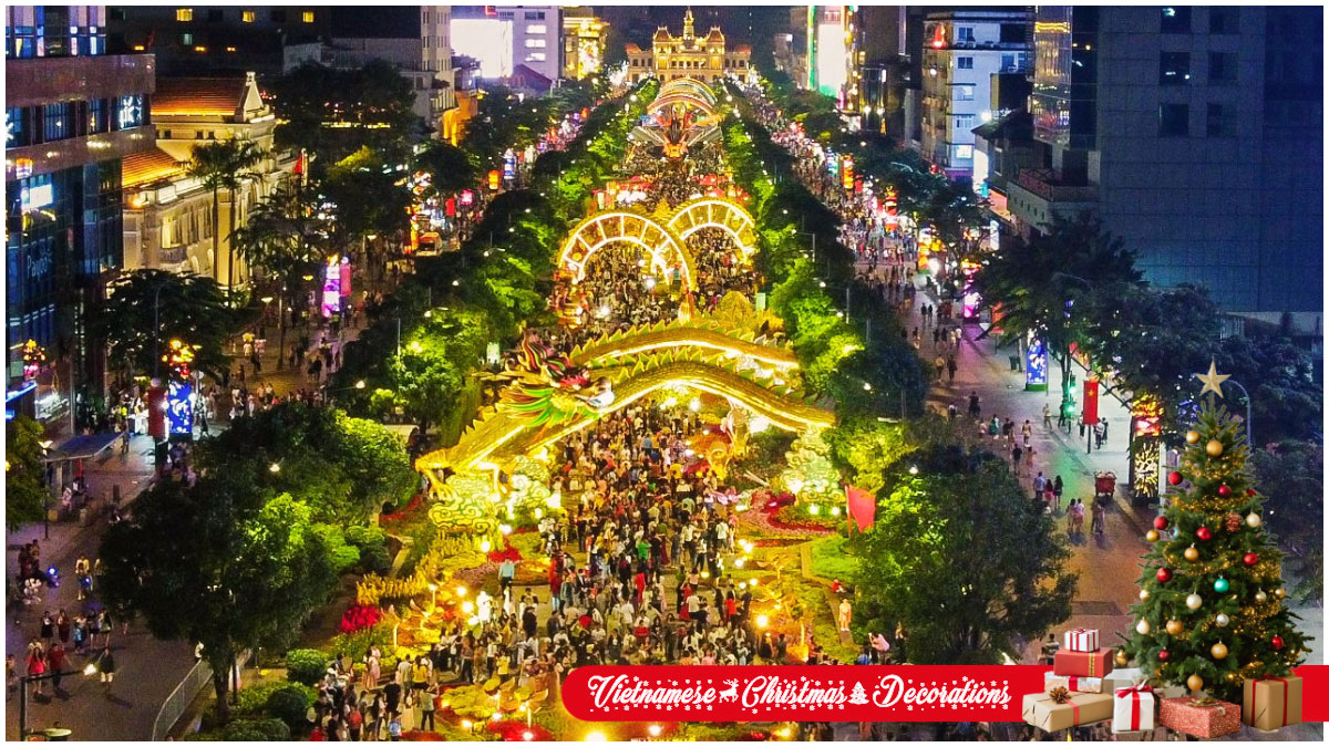 Places for Vietnamese Christmas decorations - Nguyen Hue Walking Street, Ho Chi Minh City