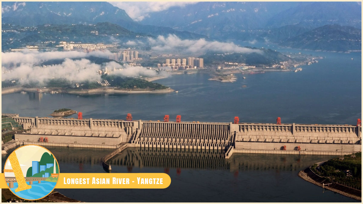 A notable structure on the longest Asian river is the Three Gorges Dam