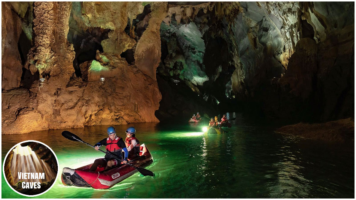 Boating through Vietnam Caves