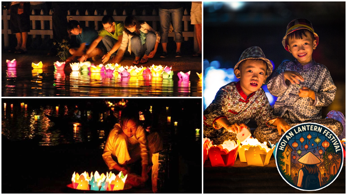 Releasing Lanterns on the Thu Bon River During the Hoi An Lantern Festival Releasing Lanterns on the Thu Bon River During the Hoi An Lantern Festival