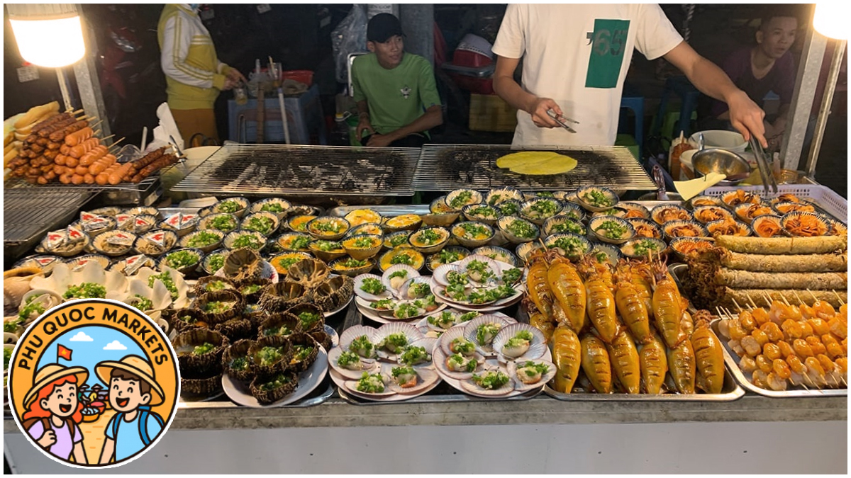 Street Food at Phu Quoc Markets - Grilled Seafood Street Food at Phu Quoc Markets - Grilled Seafood